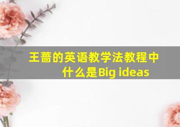 王蔷的英语教学法教程中什么是Big ideas